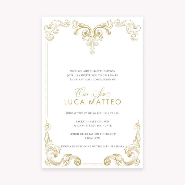 Ornate Frame First Holy Communion Invitation