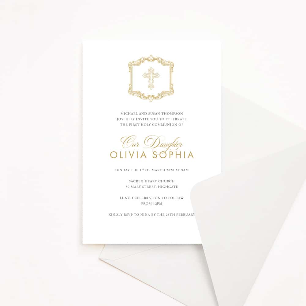 Ornate Cross Holy Communion Invitation