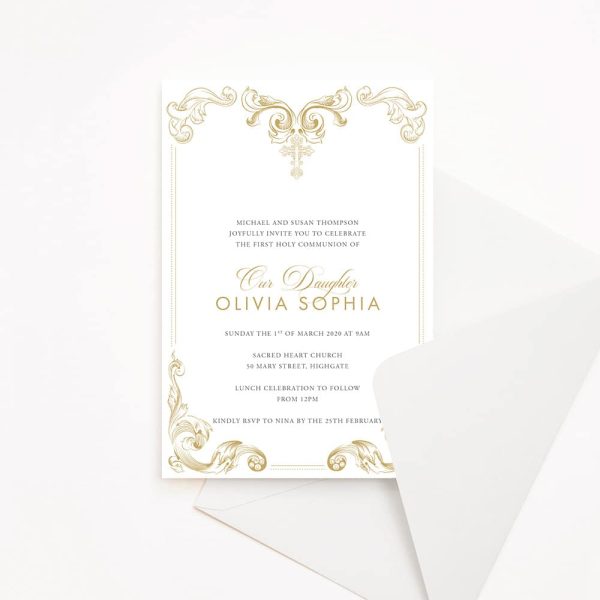 Ornate Frame First Holy Communion Invitation