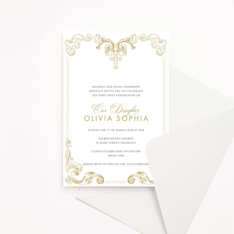 Ornate Frame Holy Communion Invitation