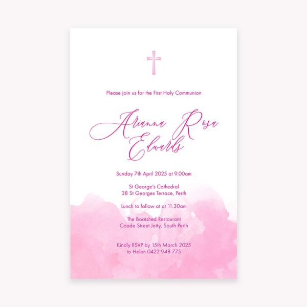 Simple Wash First Holy Communion Invitation