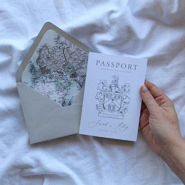 Grey Passport Wedding Invitation