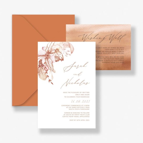 Terracotta Daydream Orange Watercolour wedding Invitation