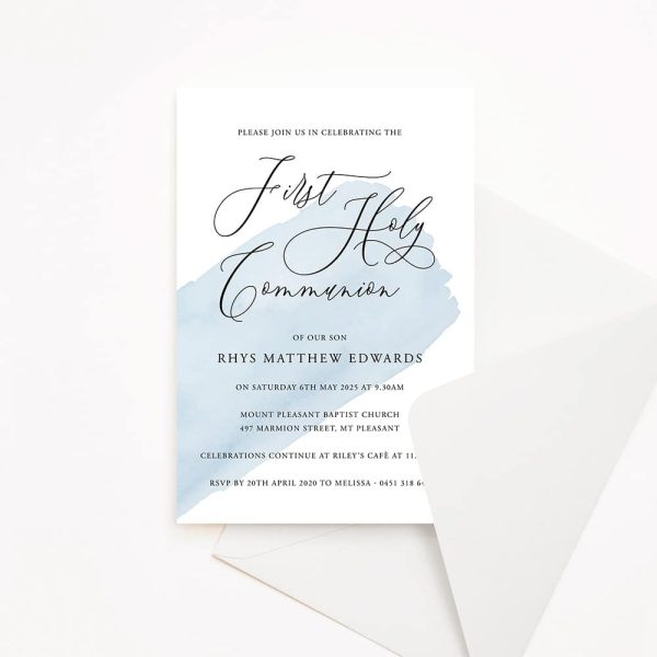Watercolour First Holy Communion Invitation
