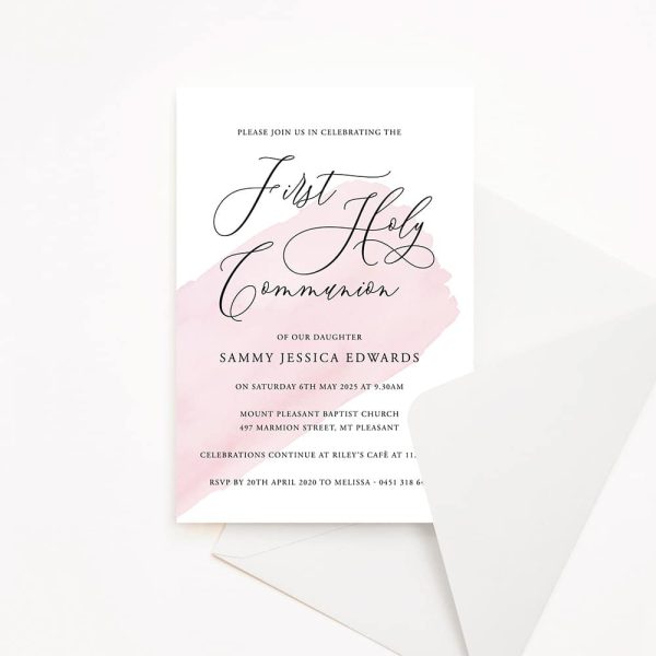 Watercolour First Holy Communion Invitation