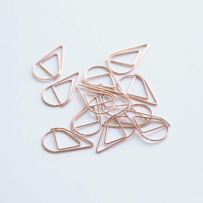 Rose Gold Drop Paper Clips Pack 25