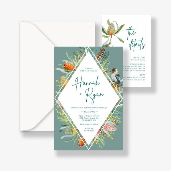 Australian Flora Wedding Invitation