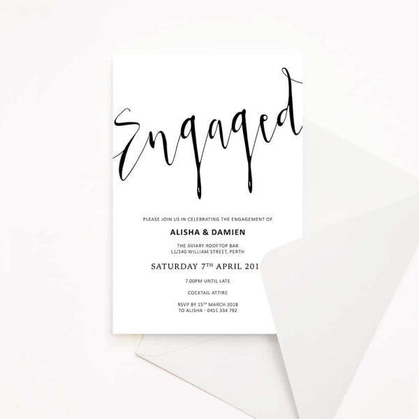 Engagement Party Invitation minimalist black text on white