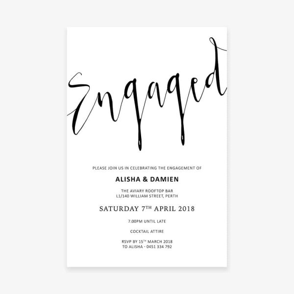 Engagement Party Invitation minimalist black text on white