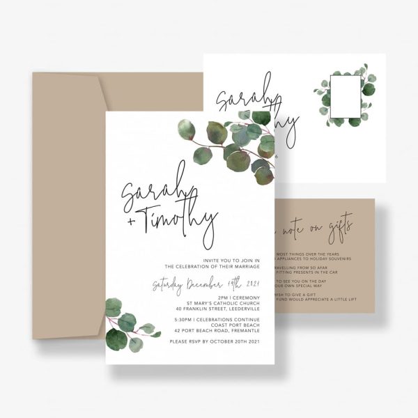 Minimal Eucalyptus Wedding Invitation