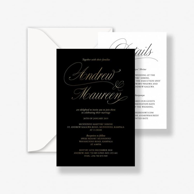 Regal Gold Foil Wedding Invitation