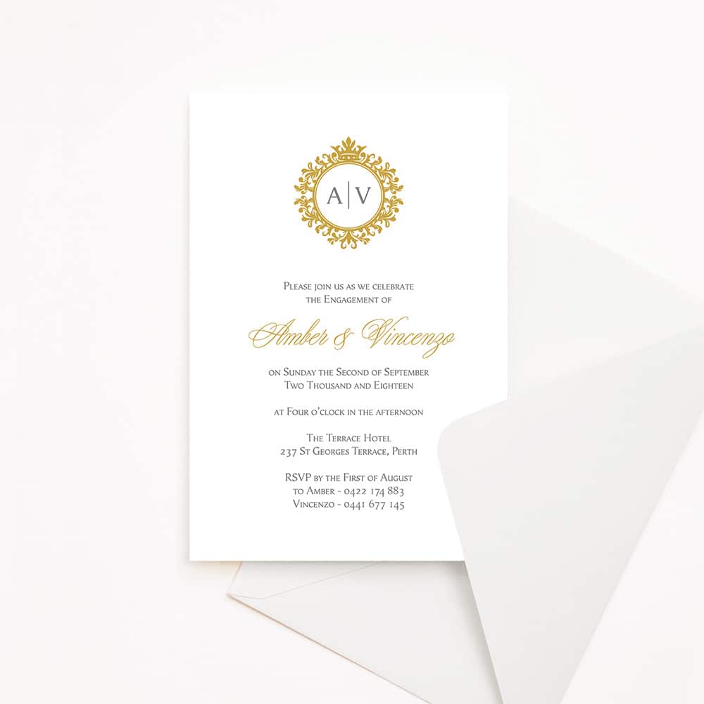 Royal Monogram Engagement Invitation