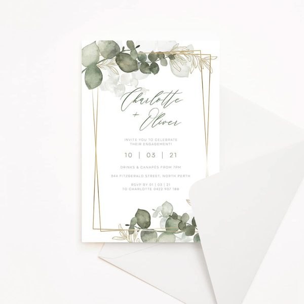 Sage Foliage Engagement Invitation