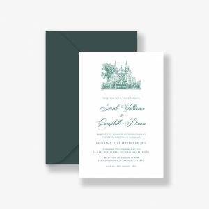 St Mary's Cathedral Wedding Invitation with custom illustration