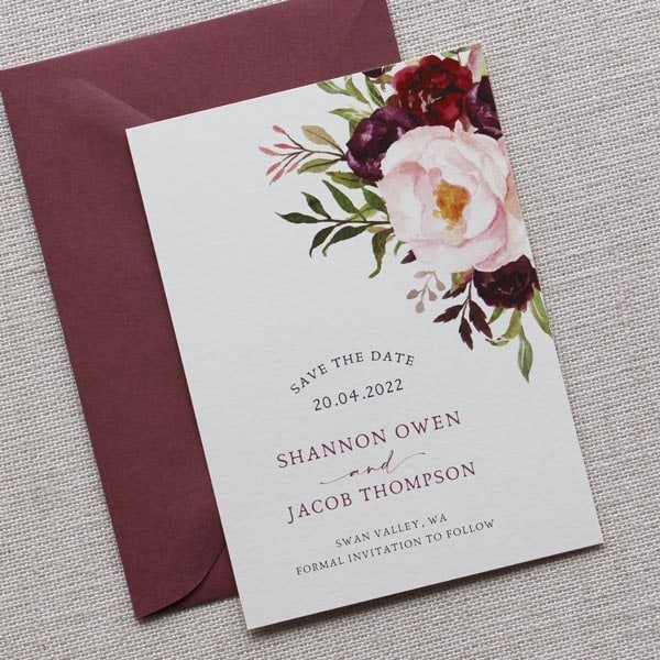 Lasercut Burgundy Wedding Invitation - Image 7