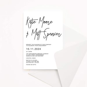 Engagement Party Invitation minimalist black text on white