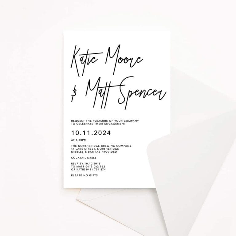 Engagement Party Invitation minimalist black text on white