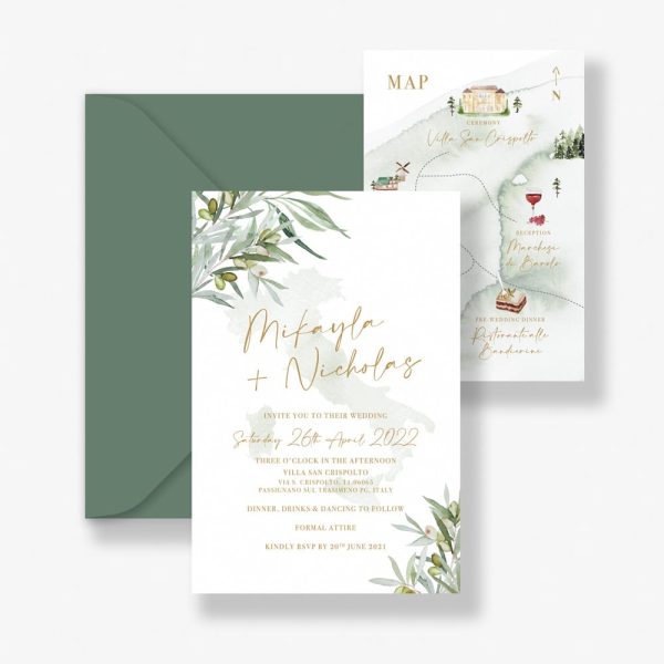 Wanderlust Watercolour Wedding Invitation