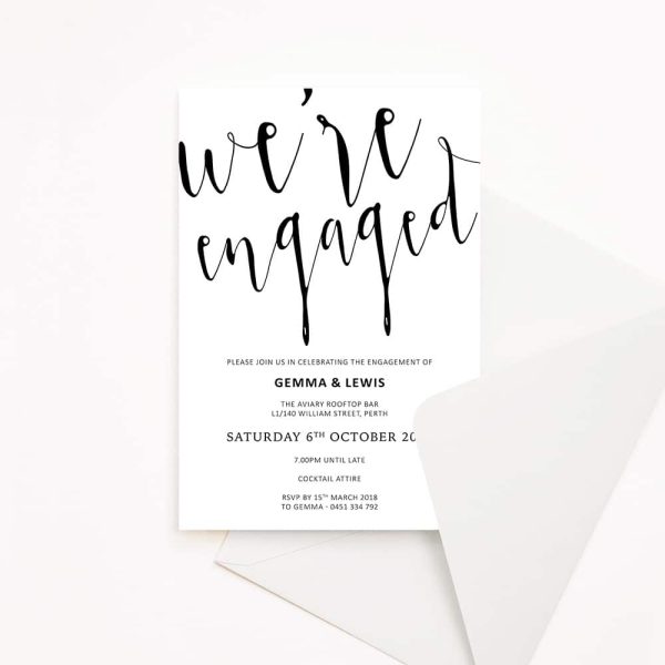 Engagement Party Invitation minimalist black text on white