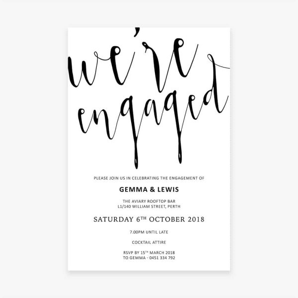 Engagement Party Invitation minimalist black text on white