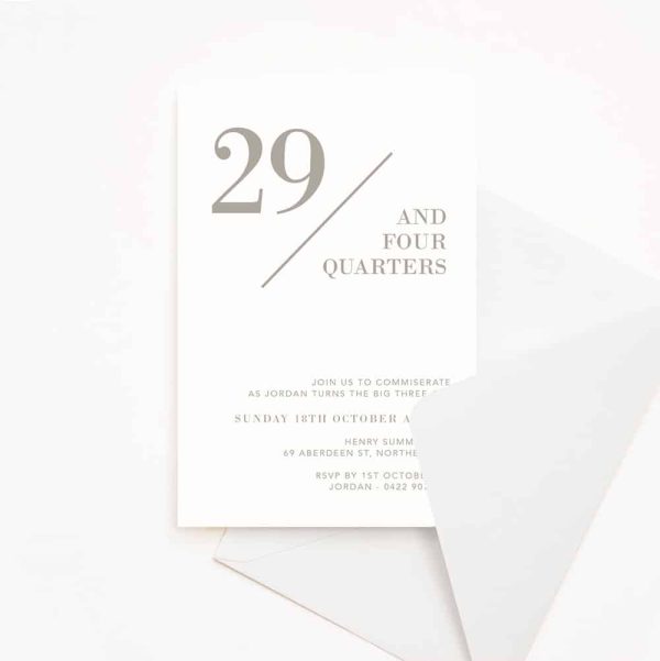 29 and Four Quarters Birthday Invitation