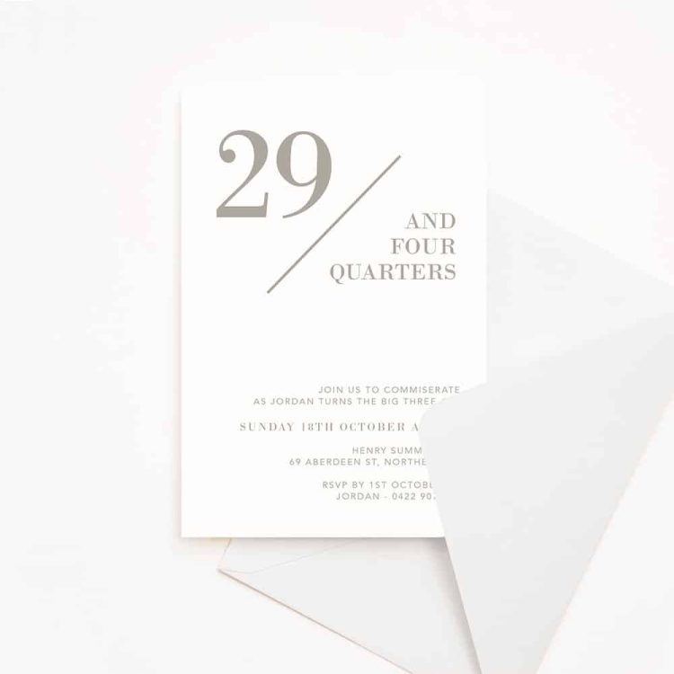 29 and Three Quarters Birthday Invitation