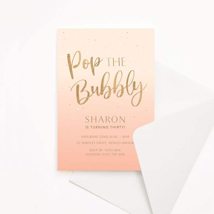 Bubbly 30th Birthday Invitation