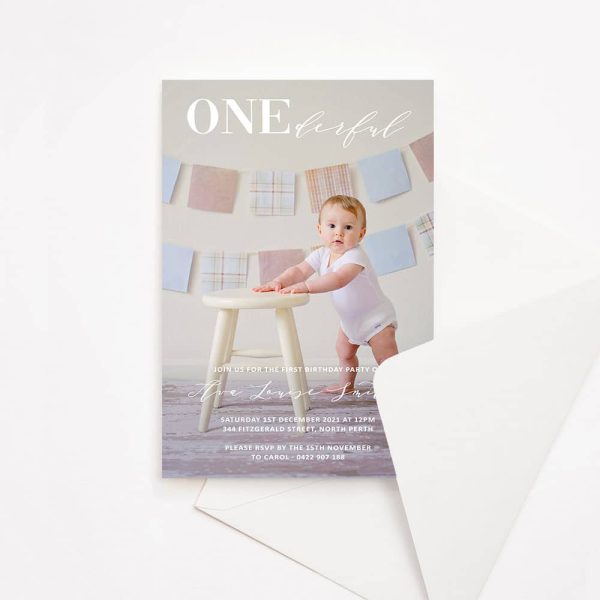 Baby birthday party invitation with baby photo