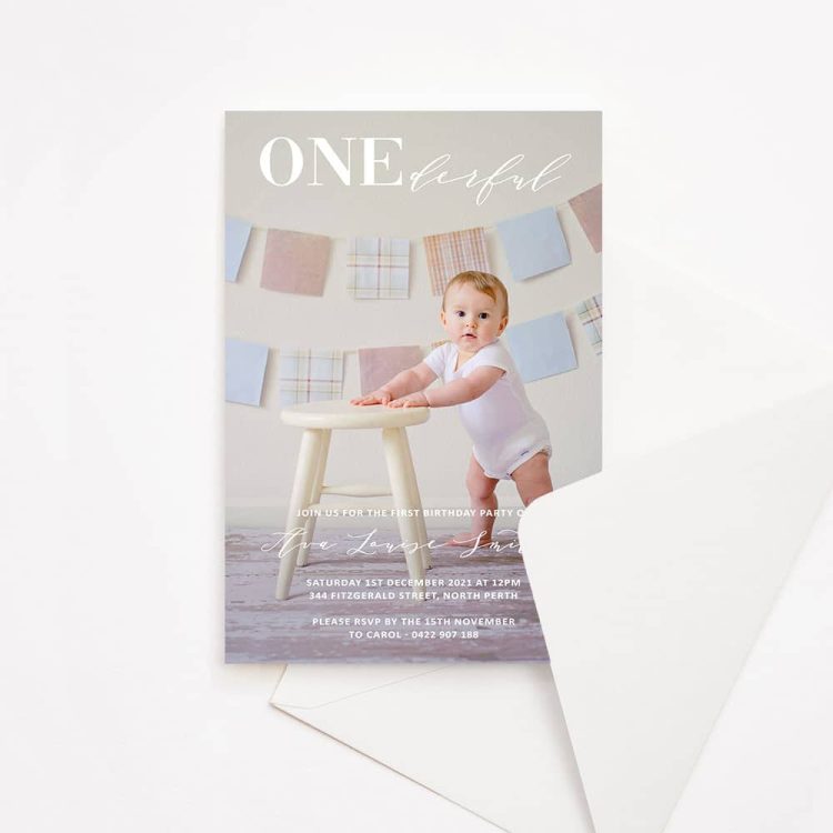 ONEderful Photo First Birthday Invitation