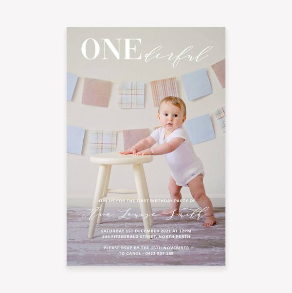Baby birthday party invitation with baby photo