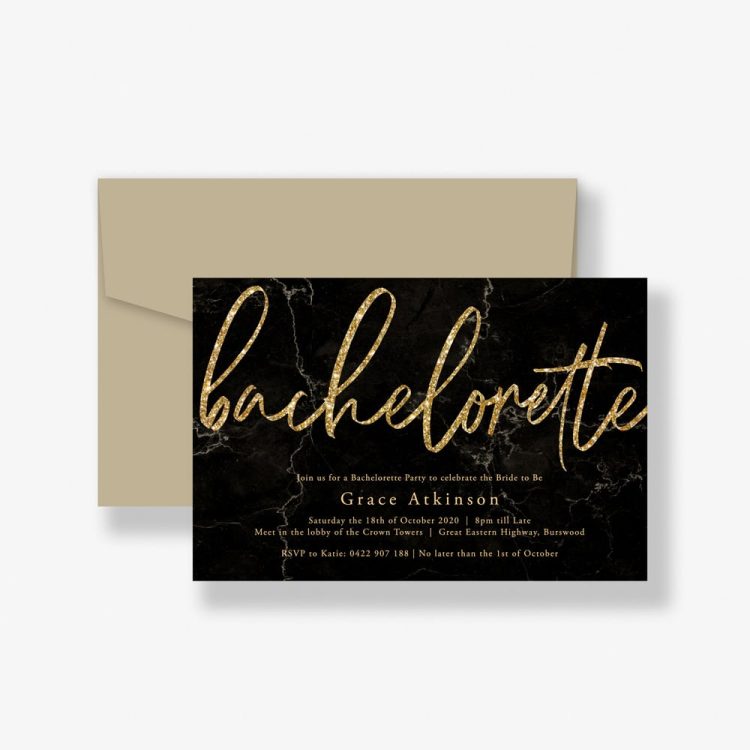 Glitter and Marble Bachelorette Invitation