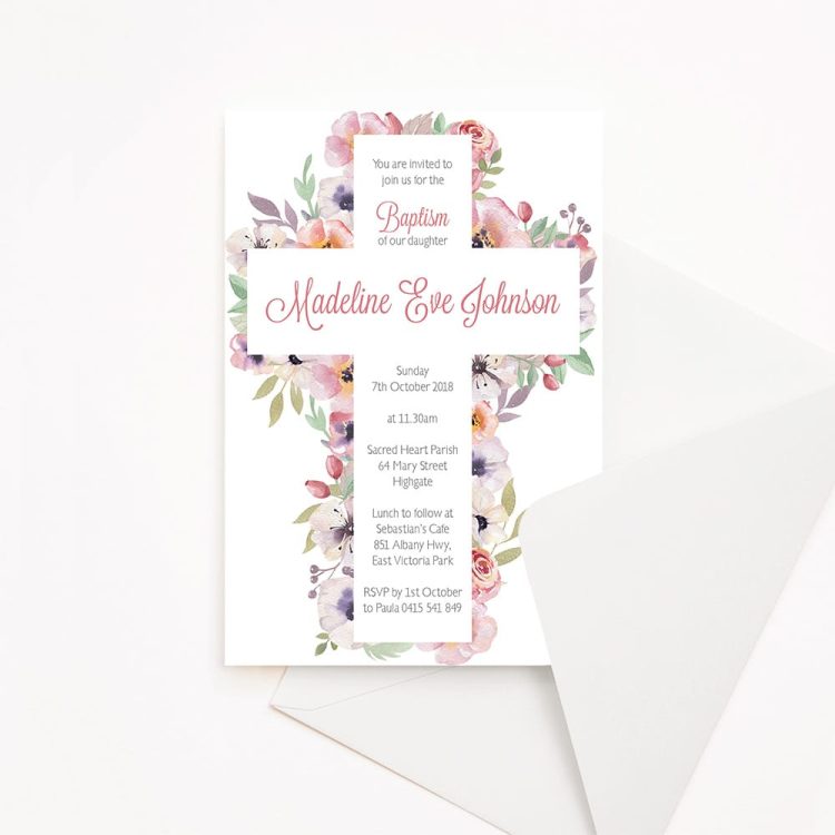 Floral Delight Baptism Invitation