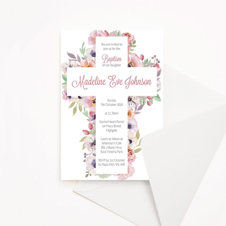 Floral Delight Baptism Invitation