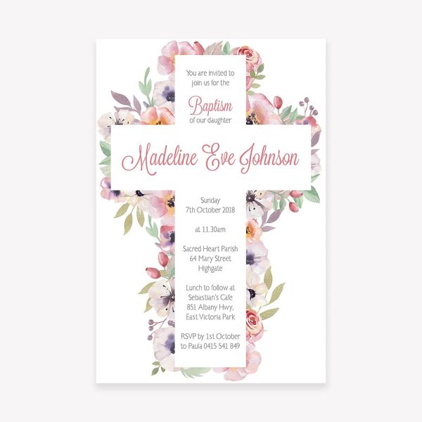 Floral Delight baptism invitation