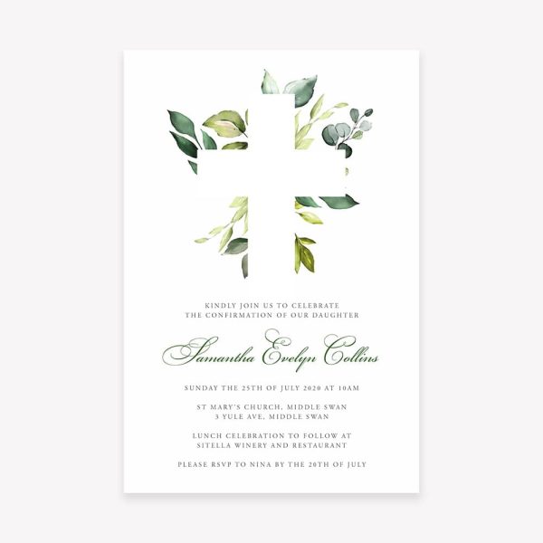 Foliage Cross Confirmation Invitation