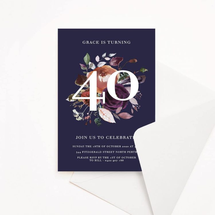 Forty and Floral Birthday Invitation
