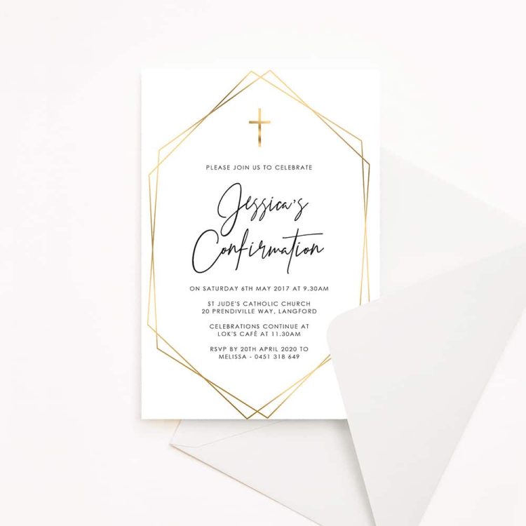 Gold Geometric Confirmation Invitation