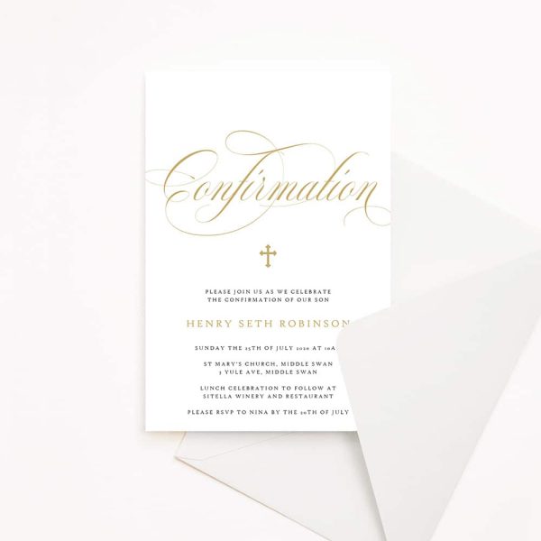 Gold Script Confirmation Invitation