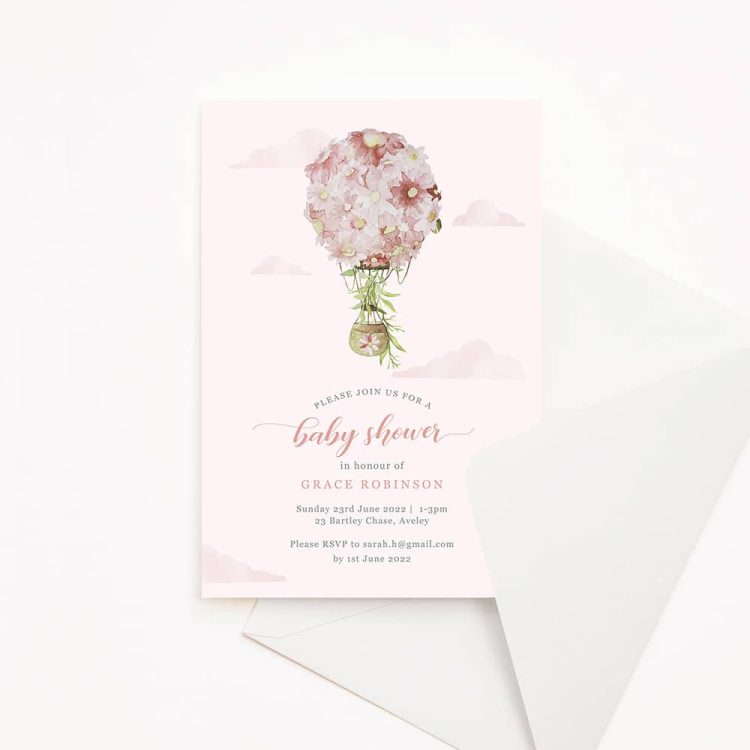 Hot Air Balloon Baby Shower Invitation