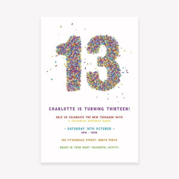 Colourful Confetti Birthday Invitation