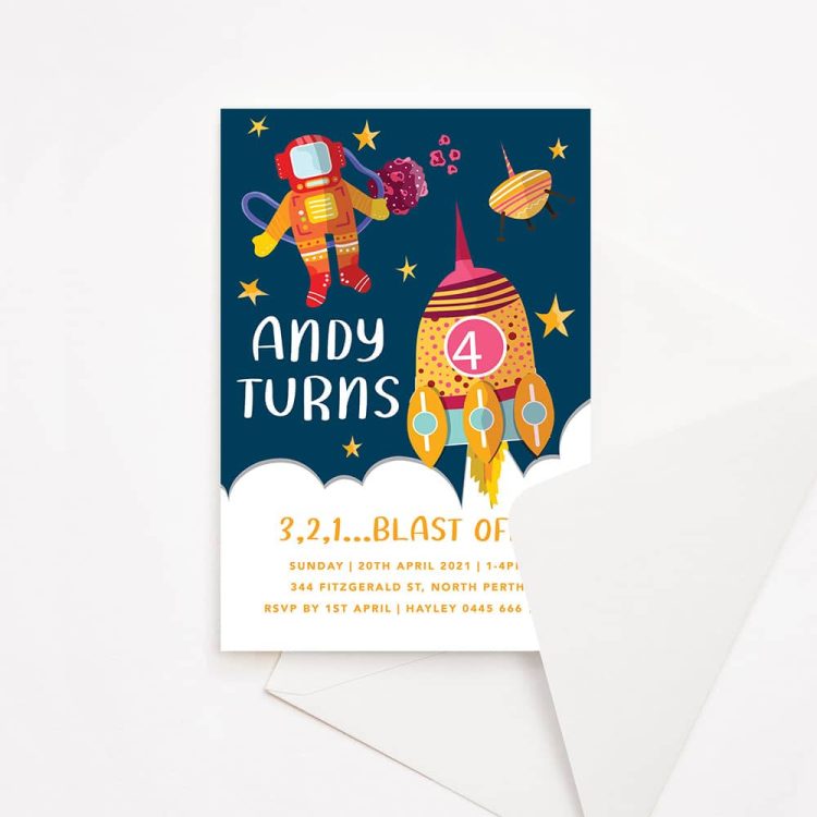 Space Kids Birthday Invitation