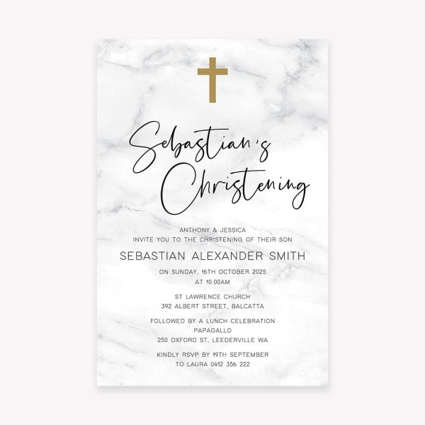 marble christening baptism invitations