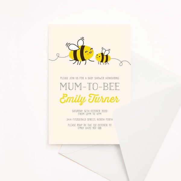 Baby shower invitation with bees