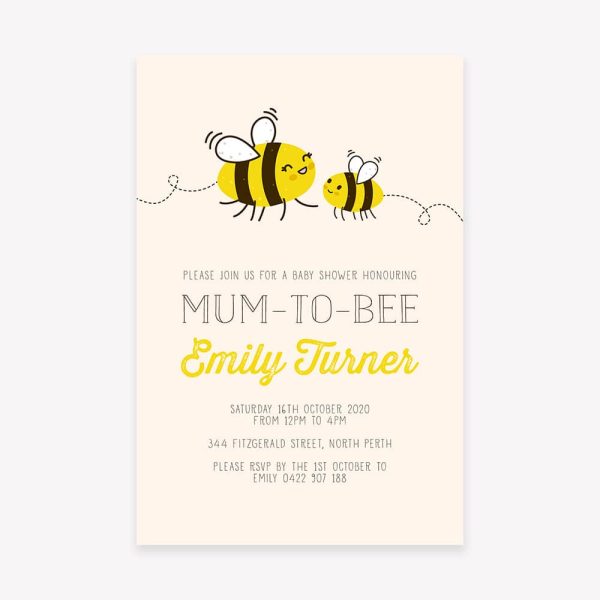 Baby shower invitation with bees