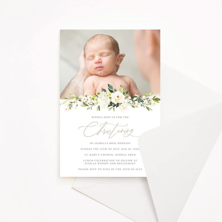 Photo Ivory Hydrangea Invitation