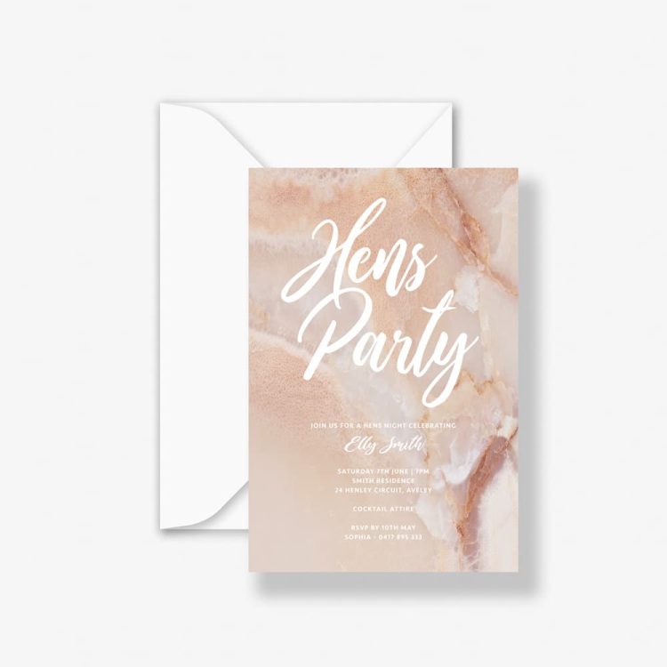 Pink Marble Hen’s Party Invitation