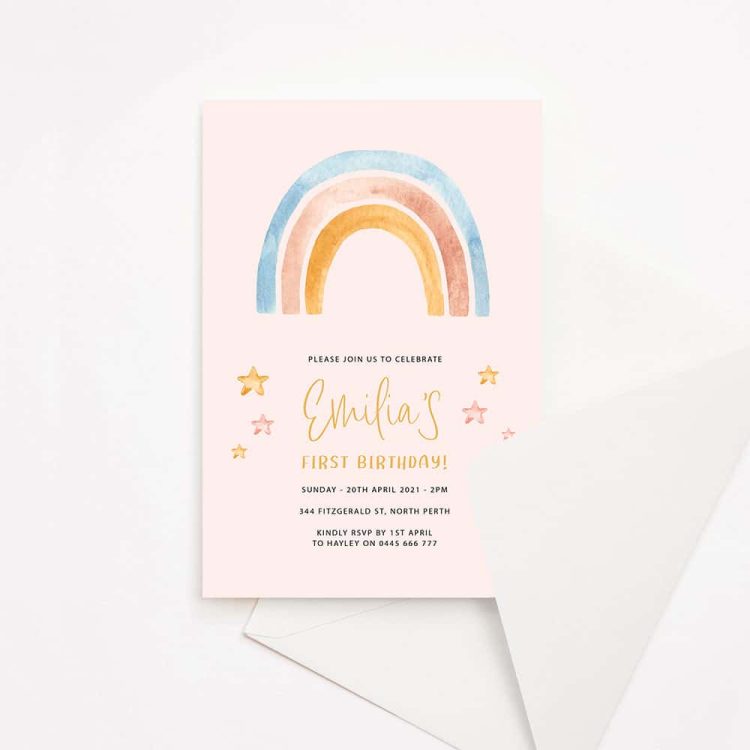 Rainbow Kids Birthday Invitations