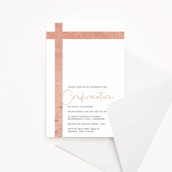 Rose Gold Confirmation Invitation