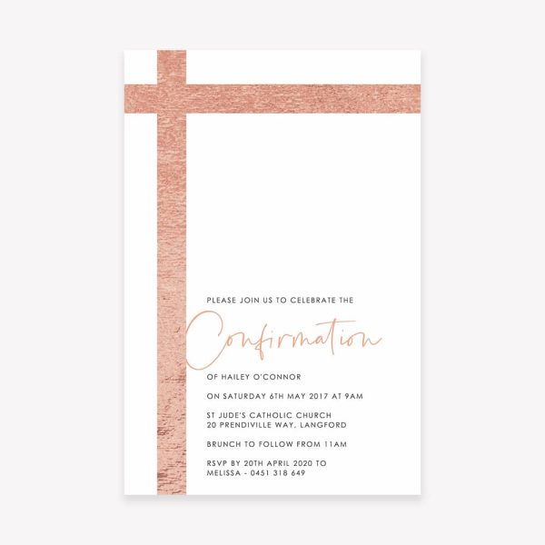 Rose Gold Confirmation Invitation