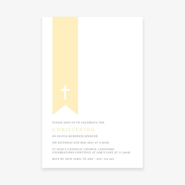 Soft Yellow Christening Invitation